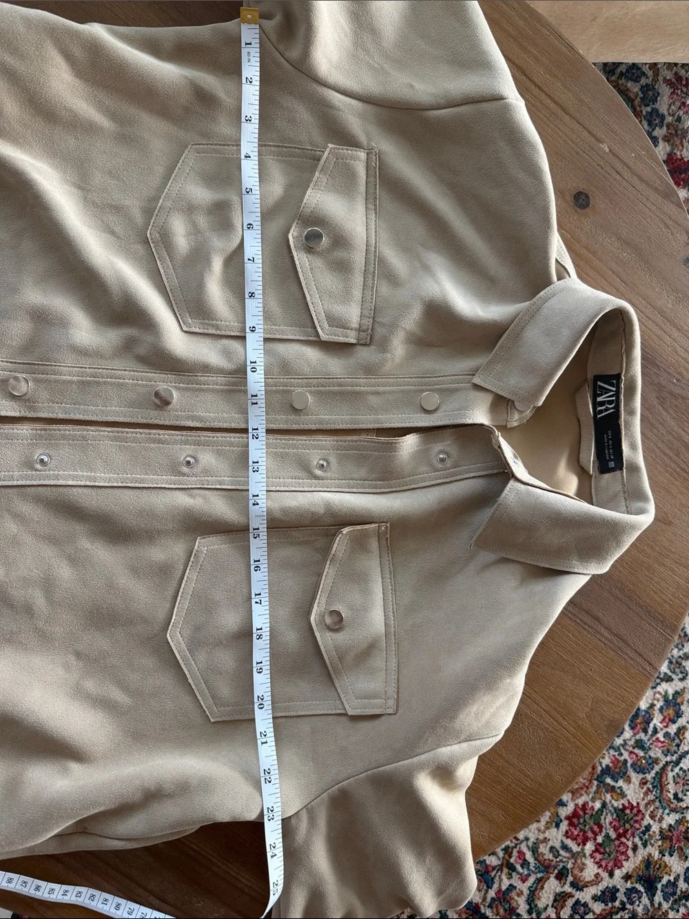 ZARA Oversized Women’s Light Beige Utility Shirt Jacket